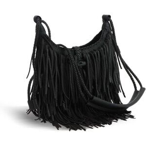 Vintage Fringe hobo bags for Women Vegan Faux Suede Leather Tassel Crossbody Bag